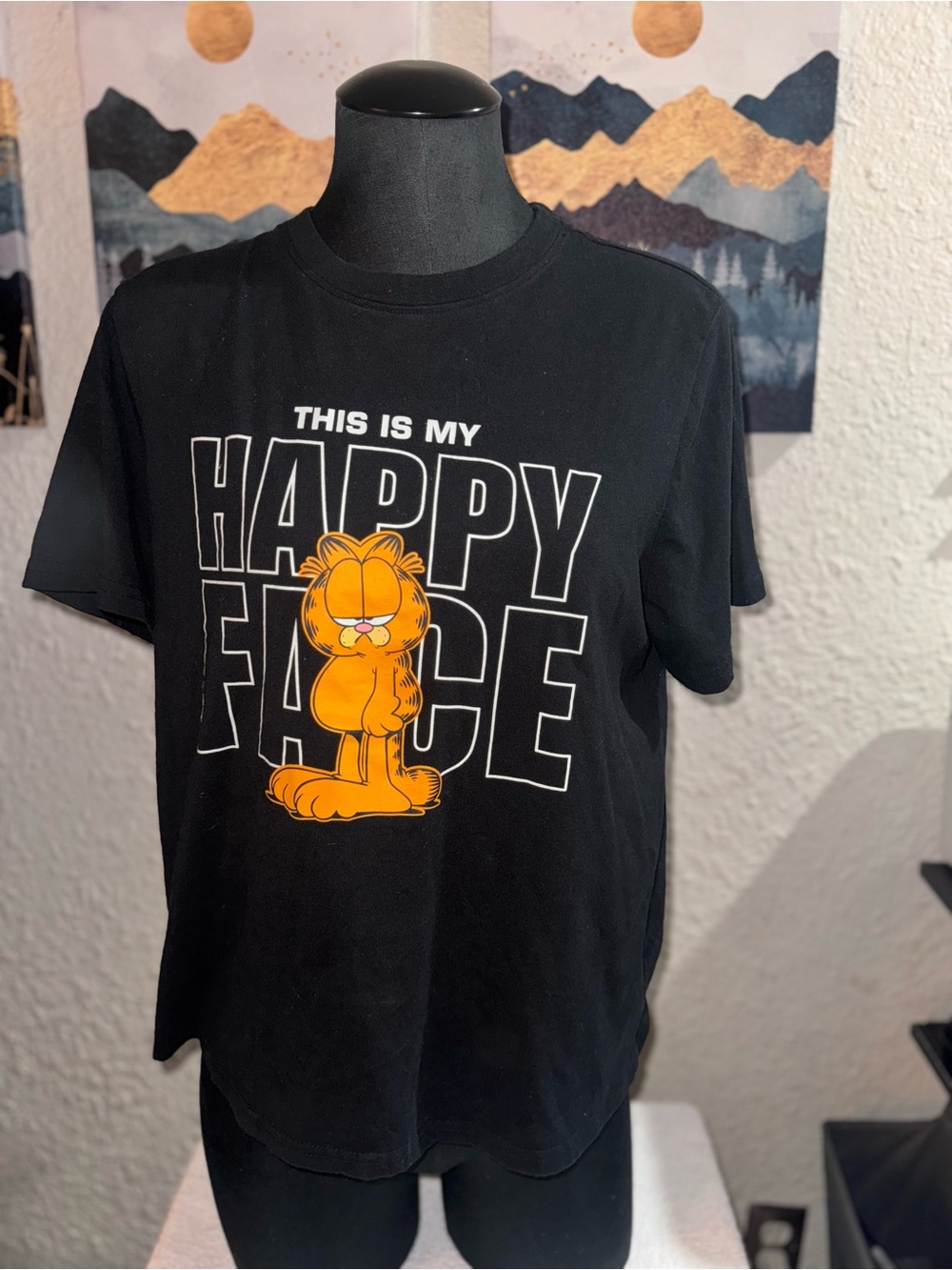 Kids Garfield Graphic Tee - Black with Orange Print
